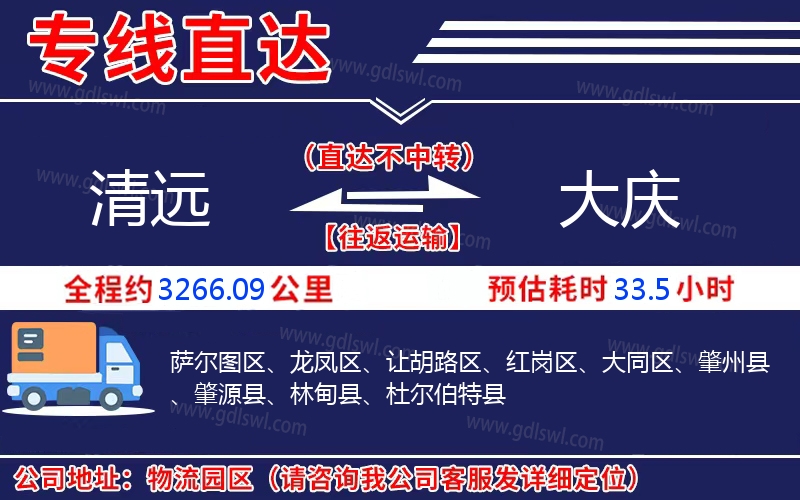 清遠(yuǎn)到大慶物流公司